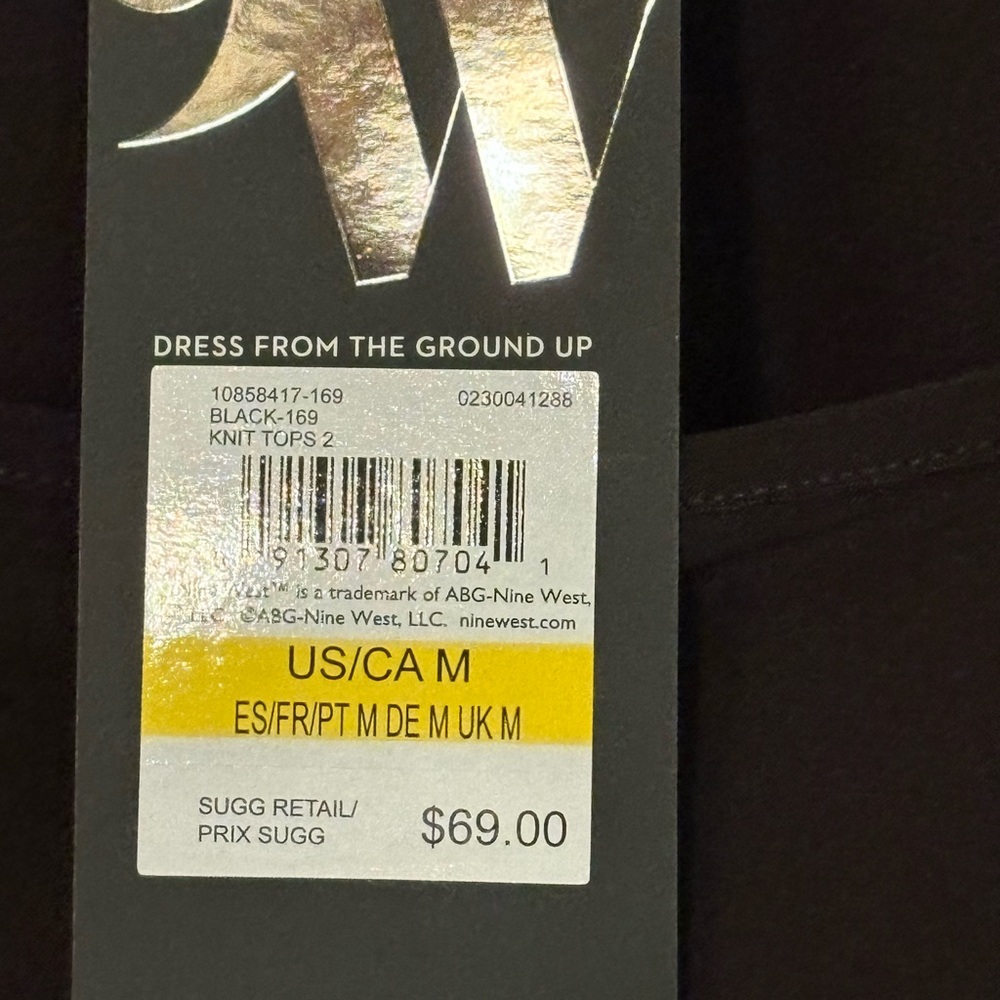 NWT Nine West Black Top with Gold Chain Detail NWT - Picture 8 of 12